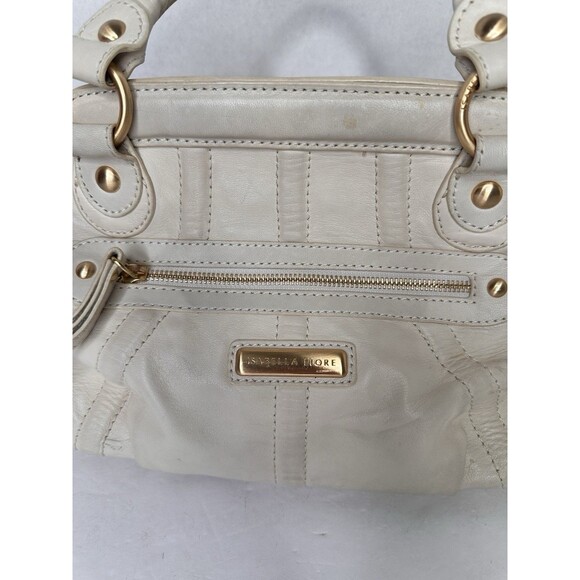 Rare Y2K Isabella Fiore  Leather Handbag Satchel Cream Ruffle Detail Gorgeous - Picture 9 of 14